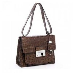 MICHAEL KORS Gia Crocodile Embossed Shoulder Bag